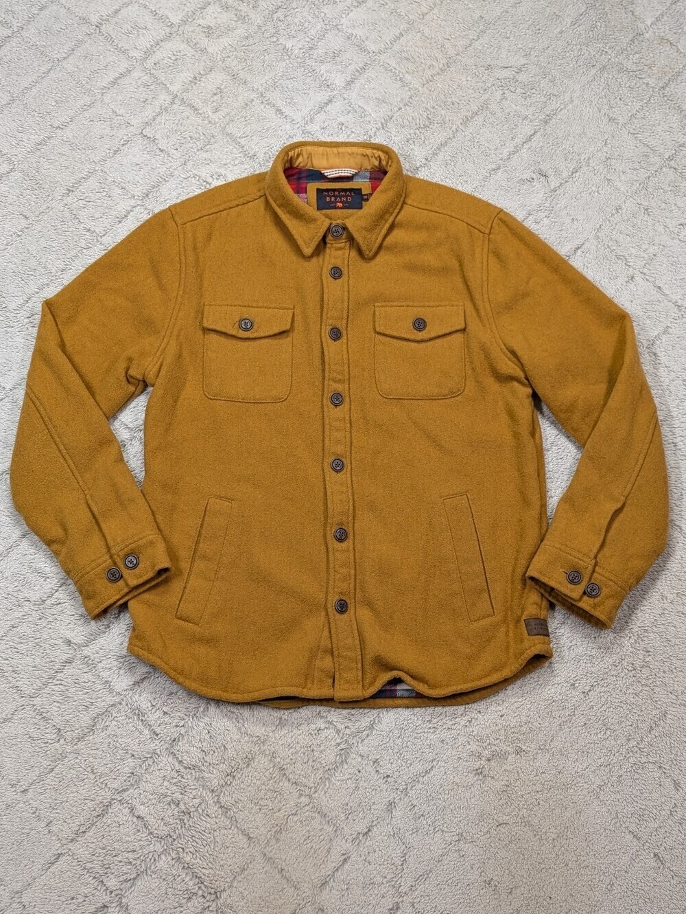 The Normal Brand Jacket Mens M Yellow Gold Brightside Wool Flannel Workwear